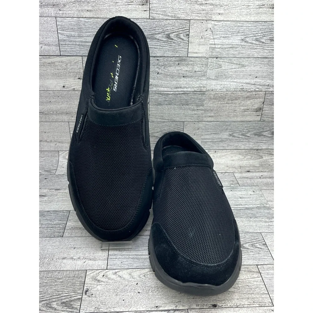 Skechers Equalizer Coast To Coast Mens 11.5 Black Slip On Mule Shoes 51519 BBK